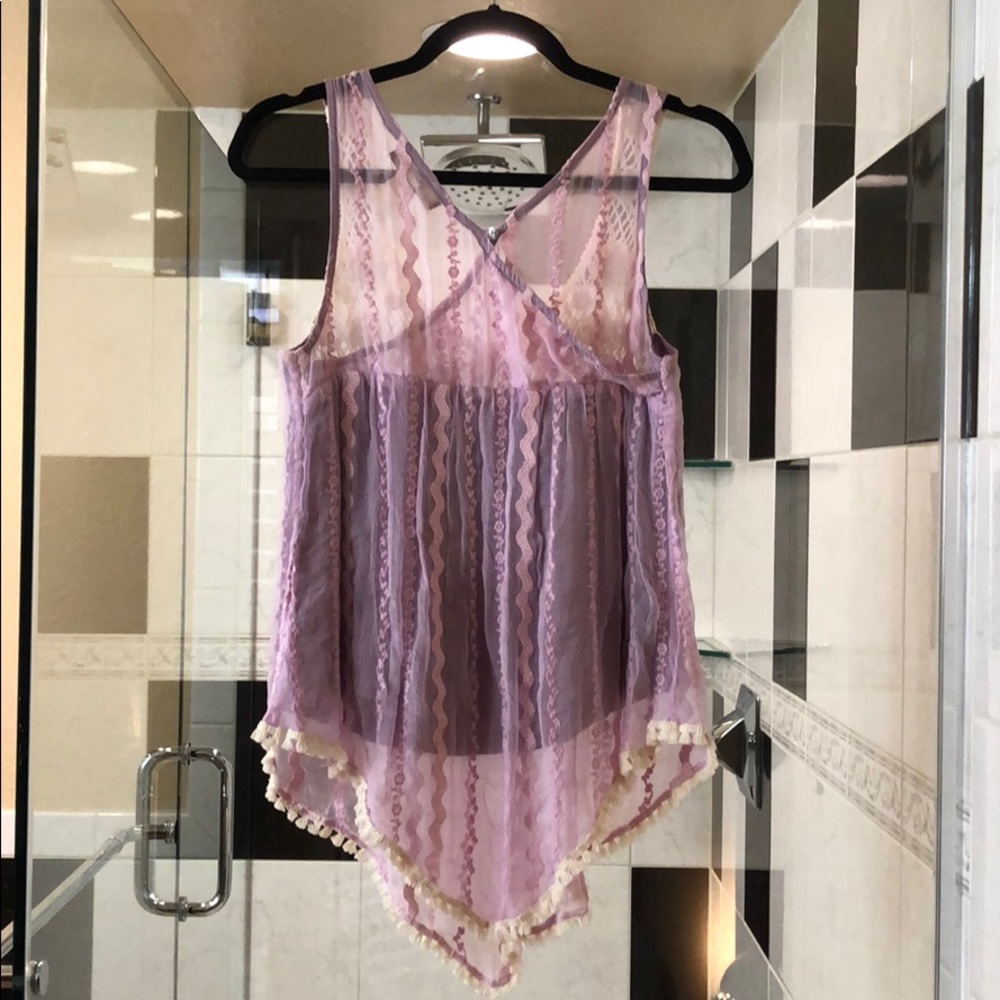 Lavender Bohemian Flowy Top S - Picture 2 of 7